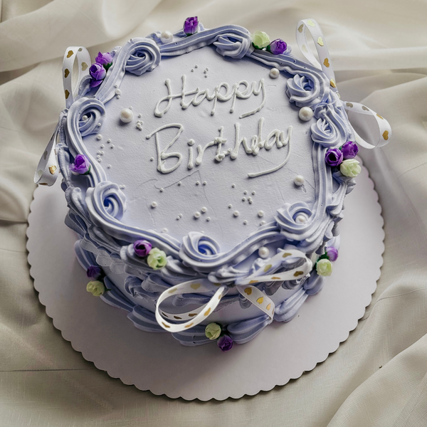 Stunning Blue Purple Floral Cake
