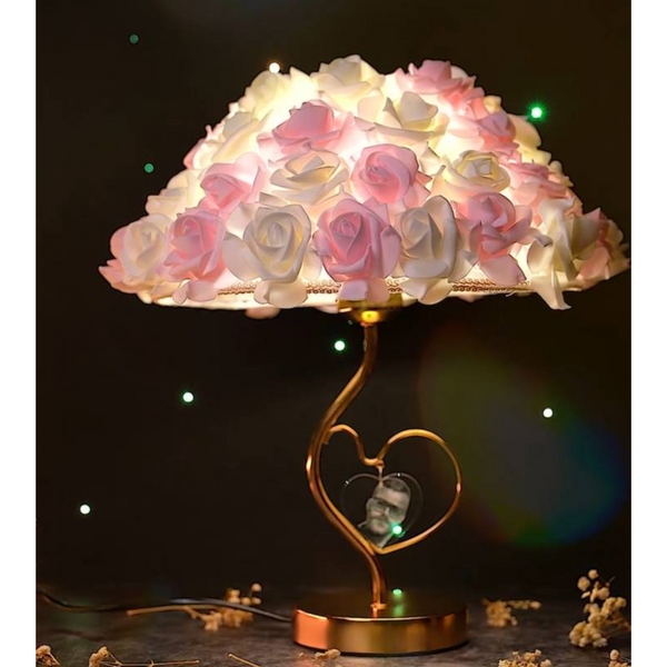 Crystal Table Lamp with Engraved Picture