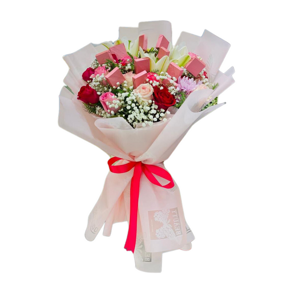 The Magic of Roses and Chocolates Bouquet