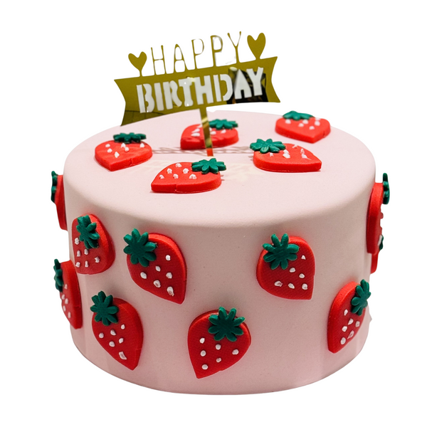 Strawberry-themed H.B.D Cake