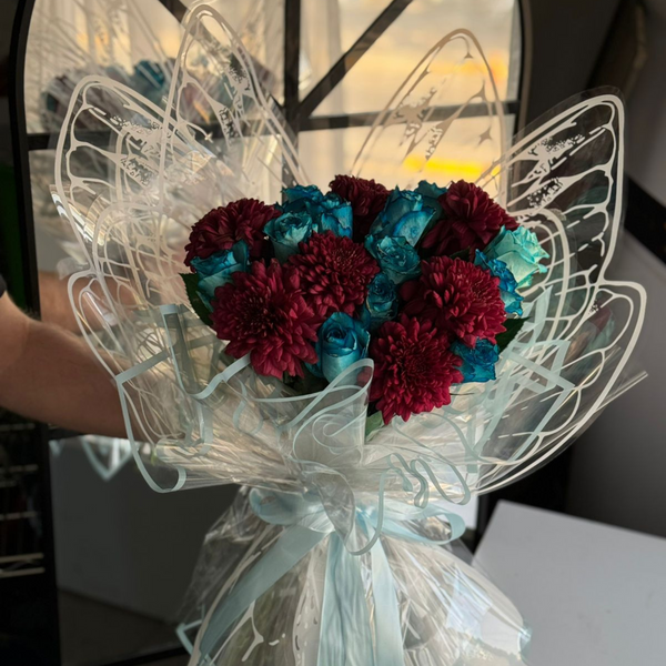 Elegant Butterfly Bouquet of Roses and Cherry Roses