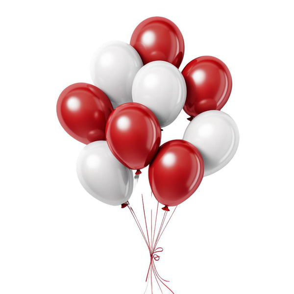 9 Red & White Balloon Bouquet