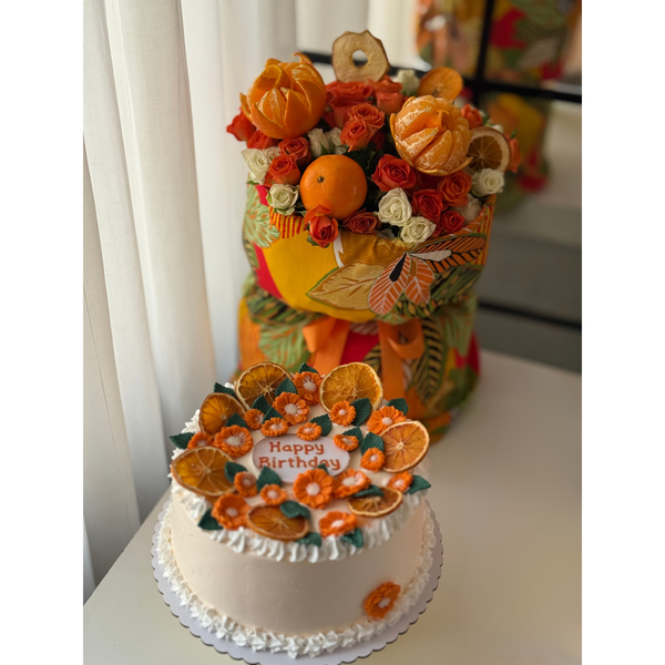 Citrus Delight Kalamantina Combo – Bouquet & Cake