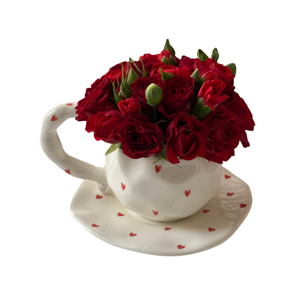 Ceramic Cup of Red Baby Roses