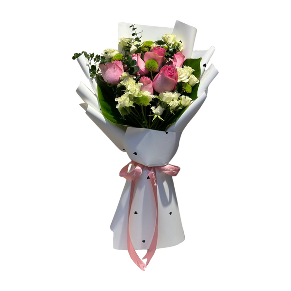 Elegant White & Pink Baby Roses Bouquet