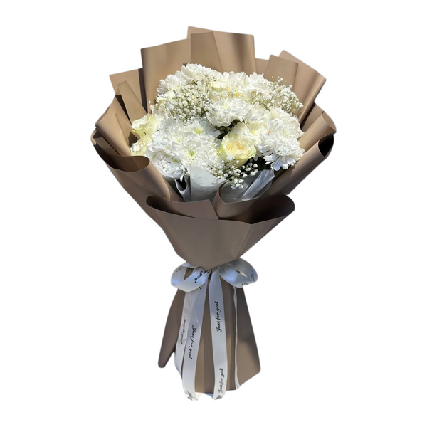 Elegant White Cherry Roses Bouquet