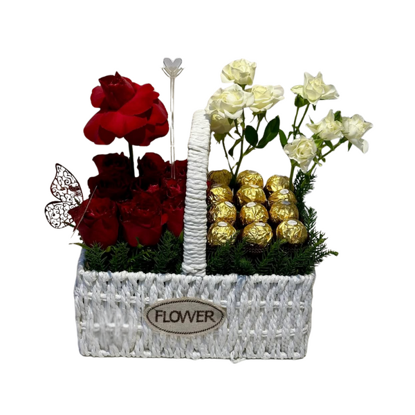 Elegant Roses & Ferrero Basket