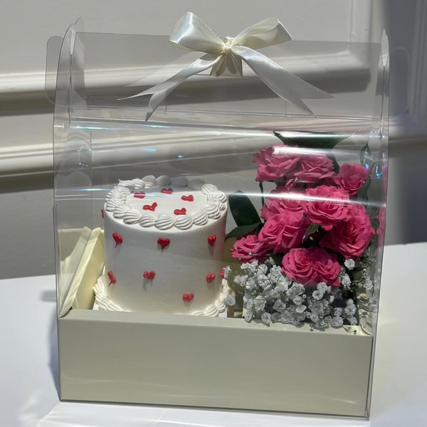 Sweet Pink Combo: Cake & Fresh Pink Flowers