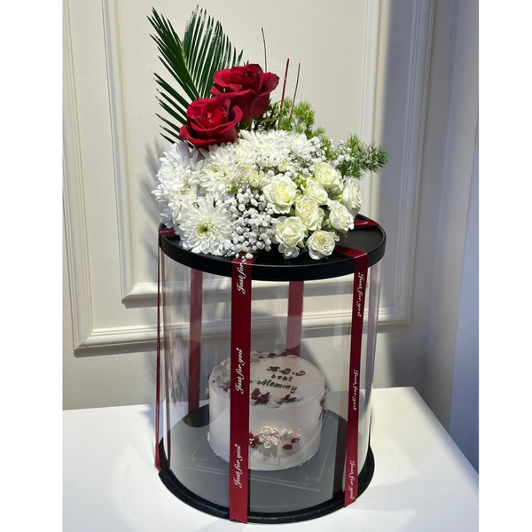 Elegant Boxed Combo: Cake & White Floral