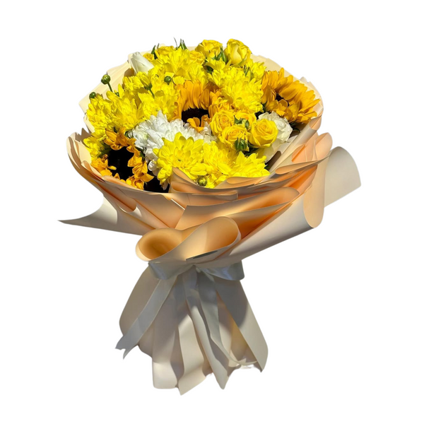 Radiant Sunflower & Yellow Roses Bouquet