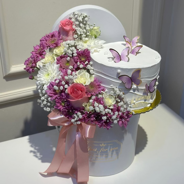 Whimsical Butterfly Cake & Floral Combo