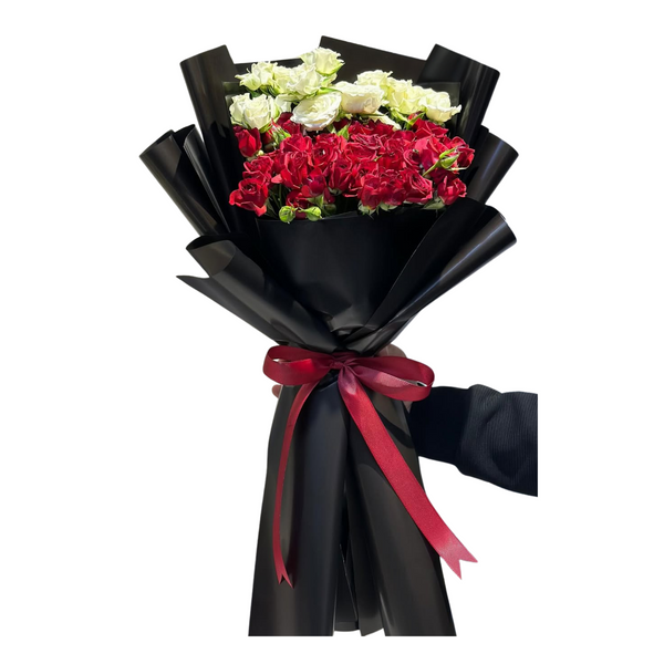 Charming White & Red Baby Roses Bouquet