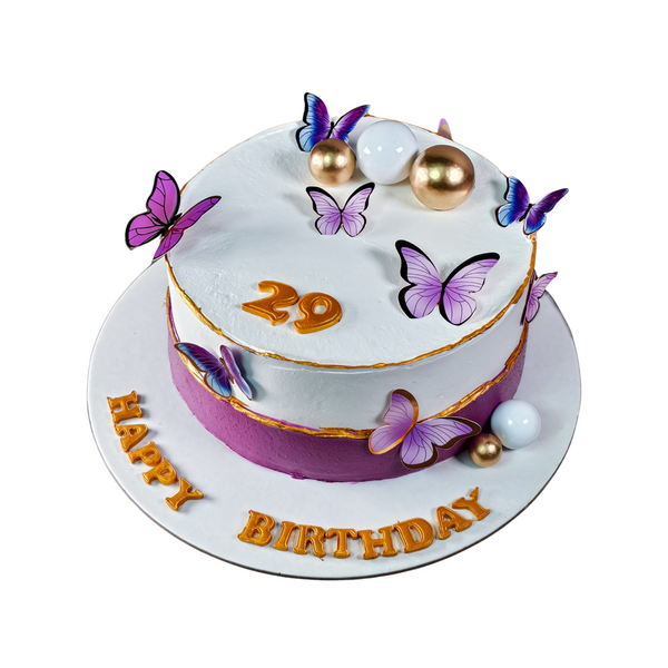 White & Purple Butterfly Cake