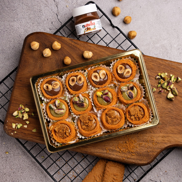 Assorted Kunafa Bites with Nutella, Pistachio & Lotus