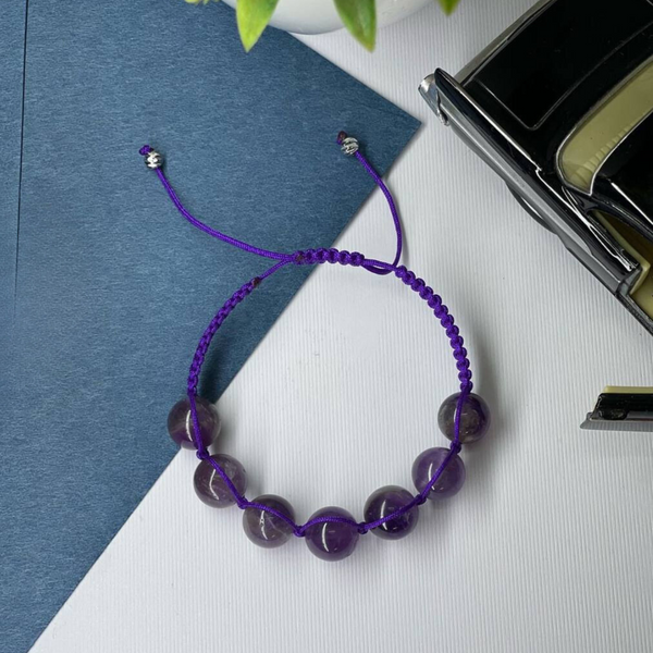 High-Quality Amethyst Bracelet with 925 Silver Spacers