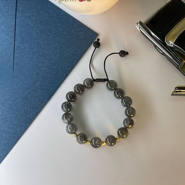 Biotite Stone Bracelet with 21K Gold-Plated Spacers