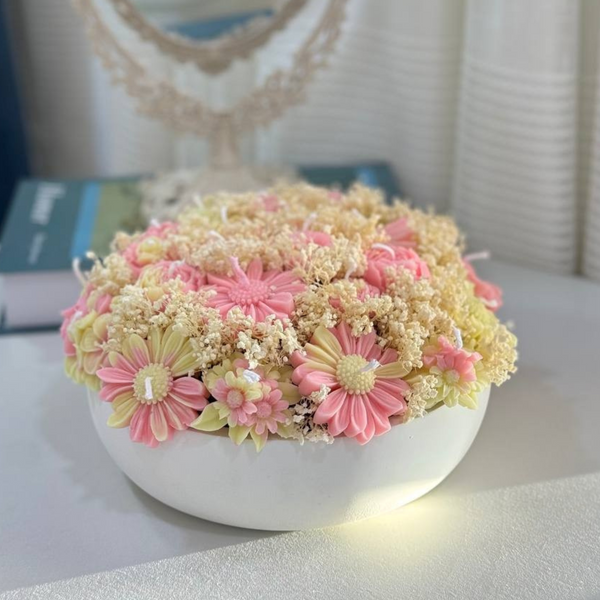 Scented Candle Bowl in Pink & Yellow