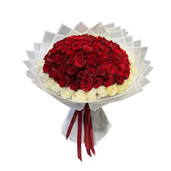 111 Red & White Roses Bouquet